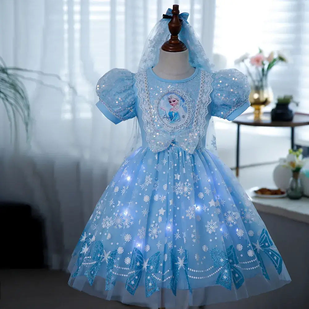 Pink Glitter Elsa Princess Dress for Girls — feature 3