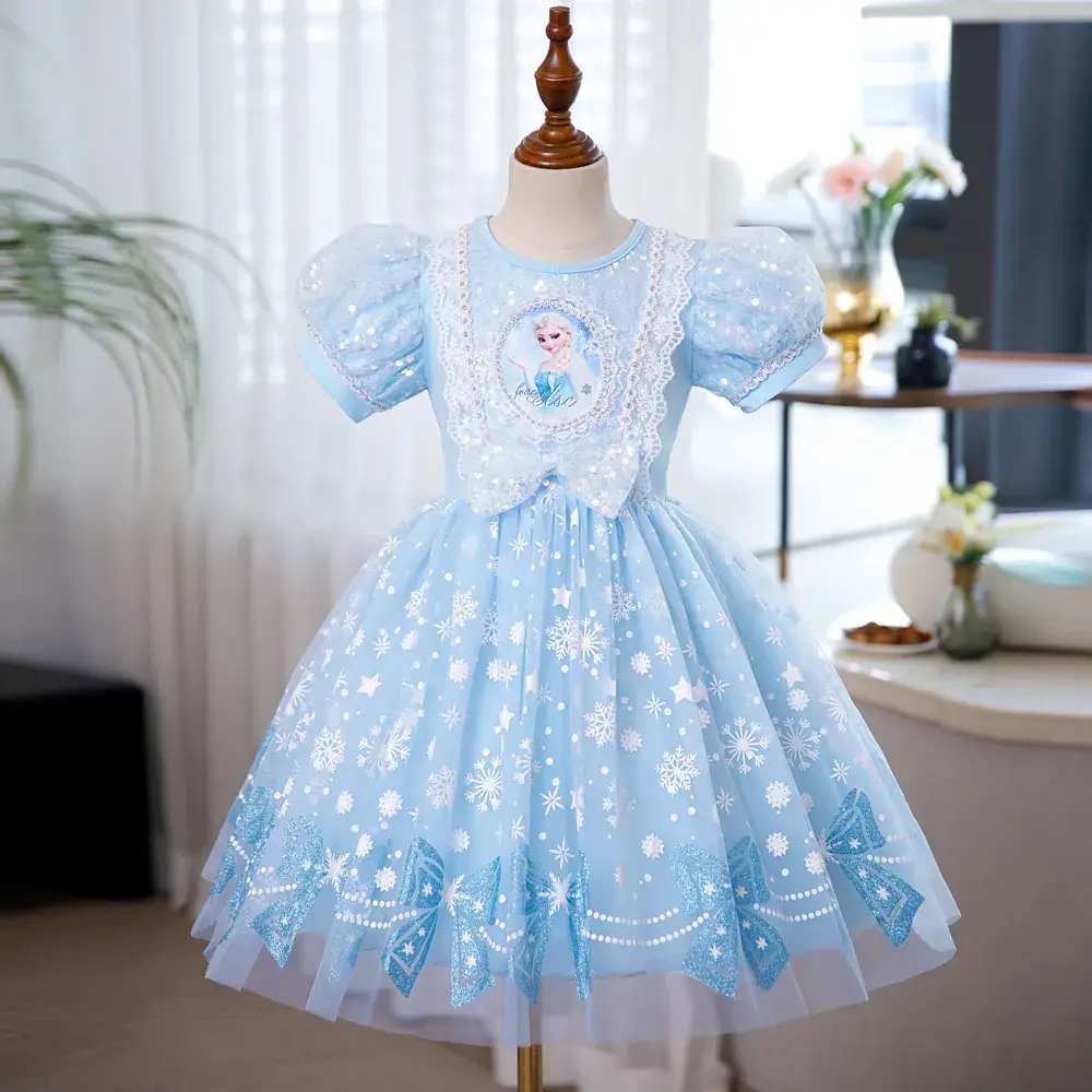 Pink Glitter Elsa Princess Dress for Girls — feature 4