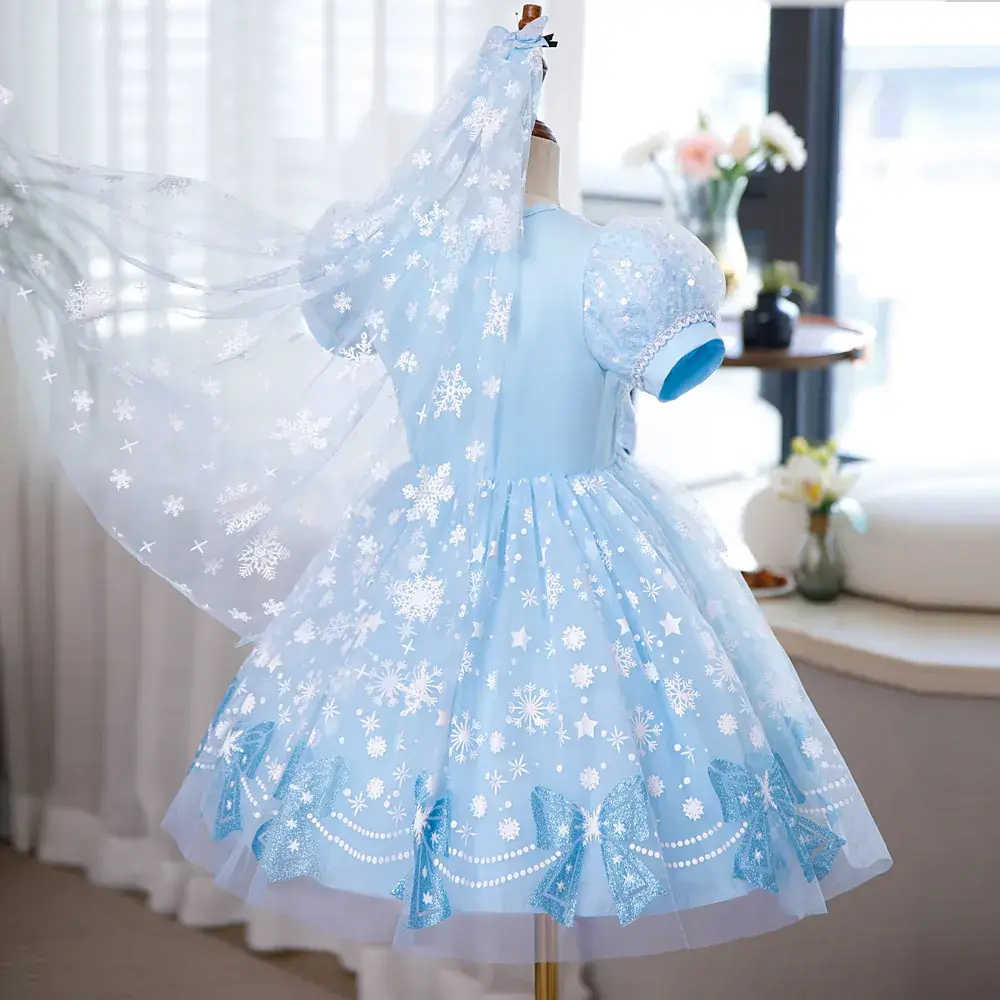 Pink Glitter Elsa Princess Dress for Girls — feature 6