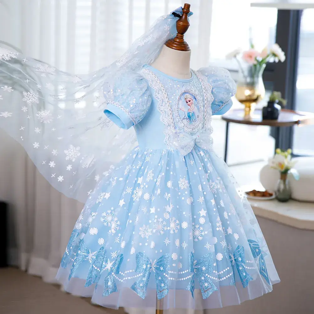 Pink Glitter Elsa Princess Dress for Girls — feature 7