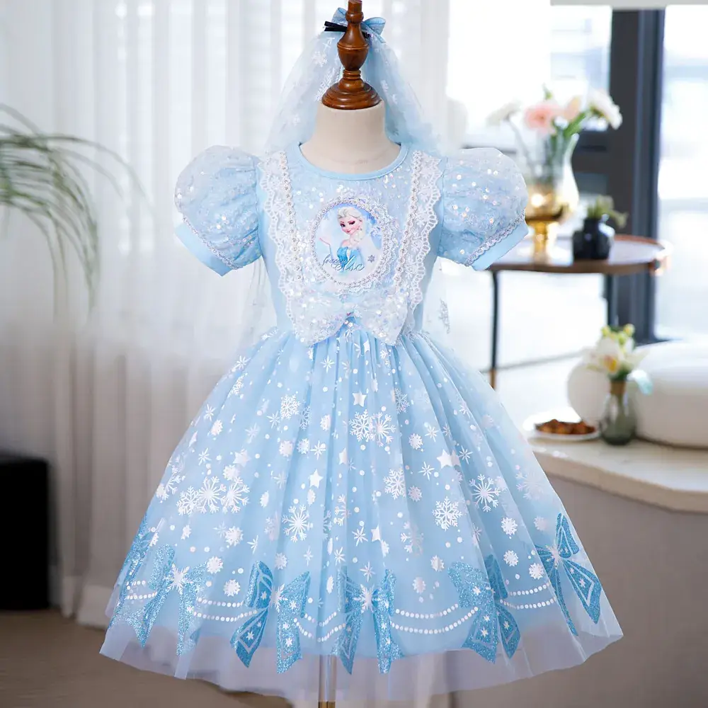 Pink Glitter Elsa Princess Dress for Girls — feature 8