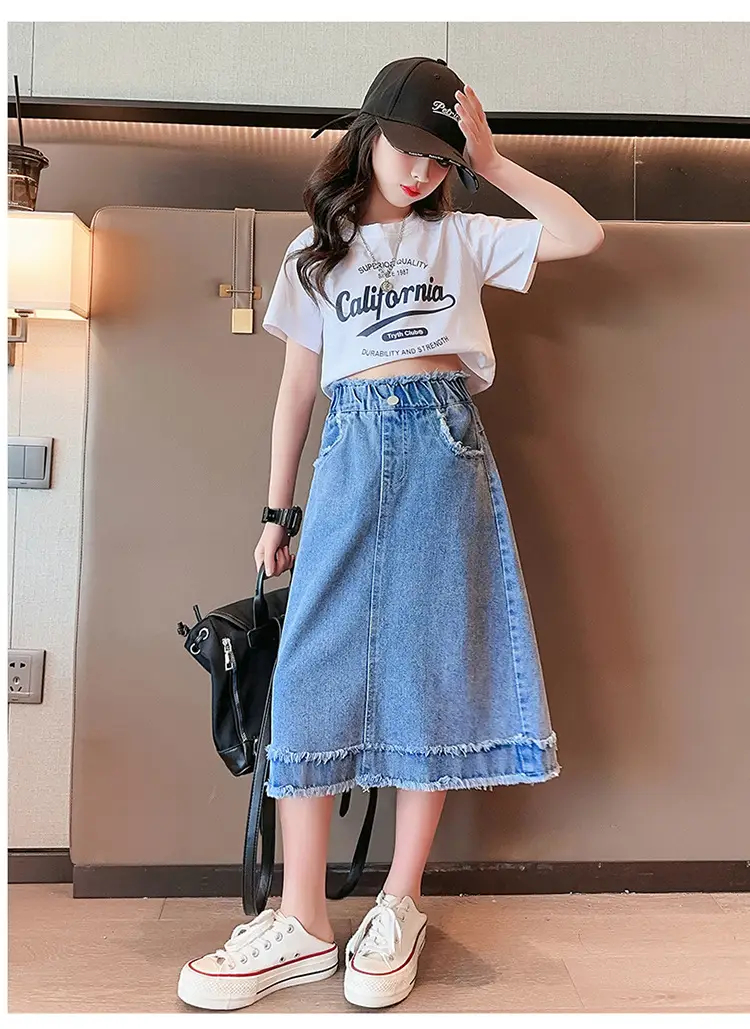 Girls Denim Skirt Medium Large Spring Wear — feature 11