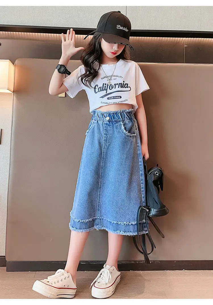 Girls Denim Skirt Medium Large Spring Wear — feature 14