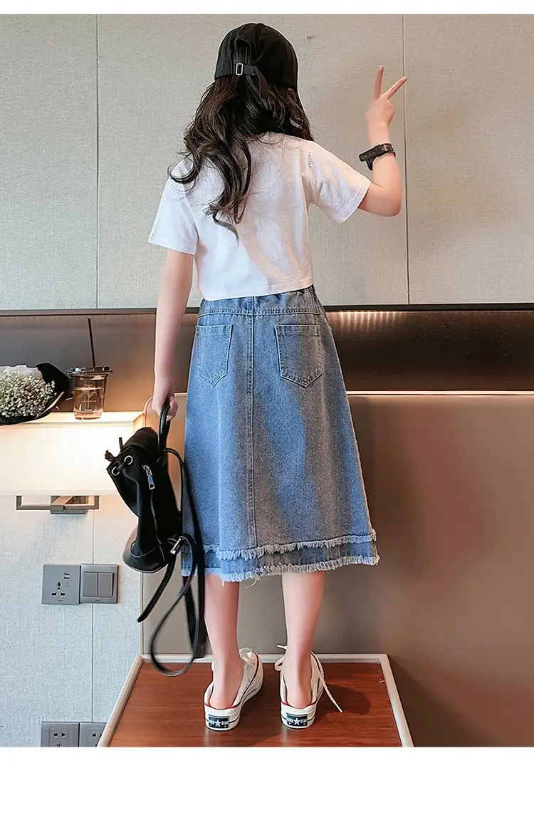 Girls Denim Skirt Medium Large Spring Wear — feature 16