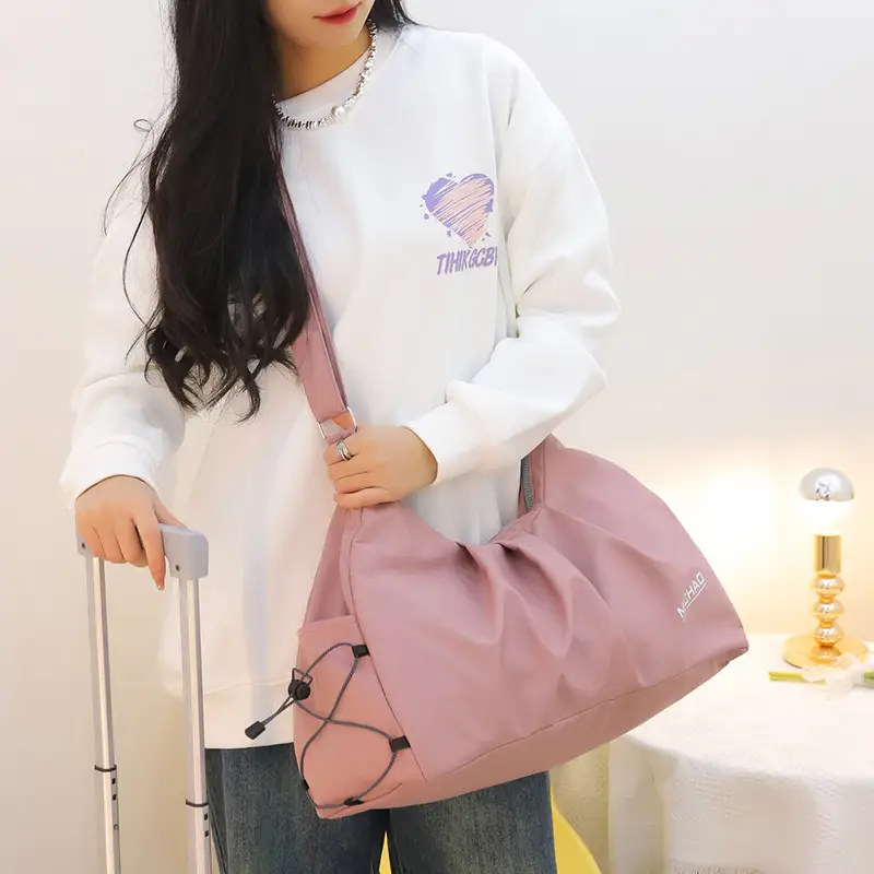 Pink Waterproof Shoulder Bag for Men Women Large Capacity - Image 8