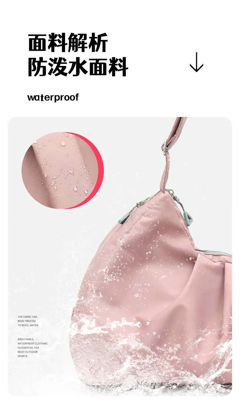 Pink Waterproof Shoulder Bag for Men Women Large Capacity — feature 10