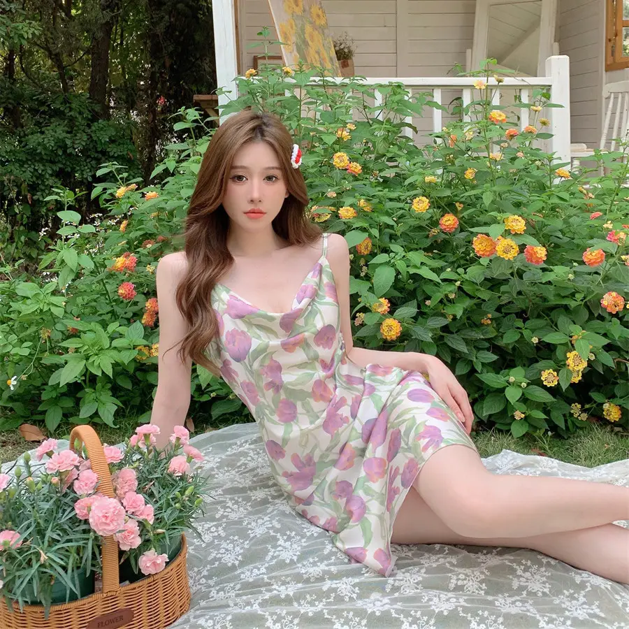 Women's Floral Nightgown with Strap Collar — feature 1