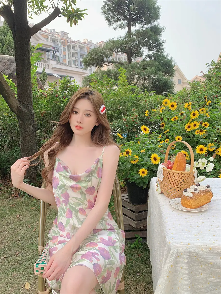 Women's Floral Nightgown with Strap Collar — feature 4