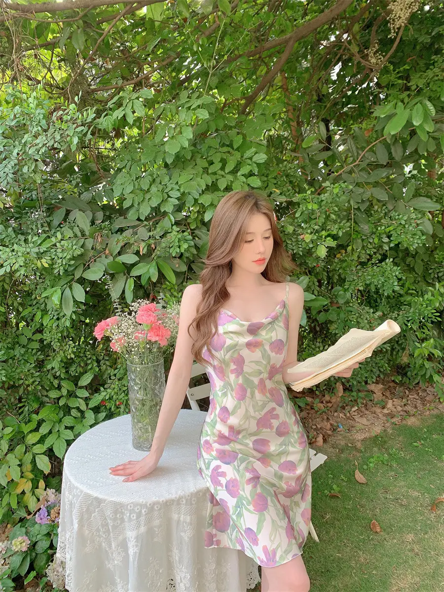 Women's Floral Nightgown with Strap Collar — feature 6