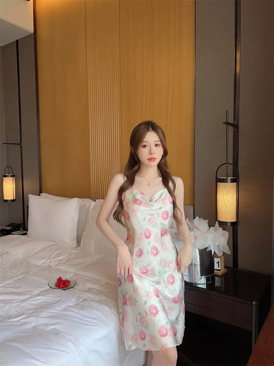 Women's Floral Nightgown with Strap Collar - Image 5