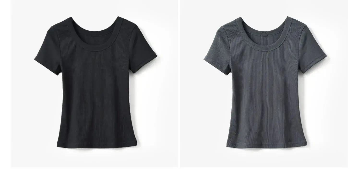 Women Cotton U-Neck T-Shirt Olive Green Short Sleeve 2025 — feature 17