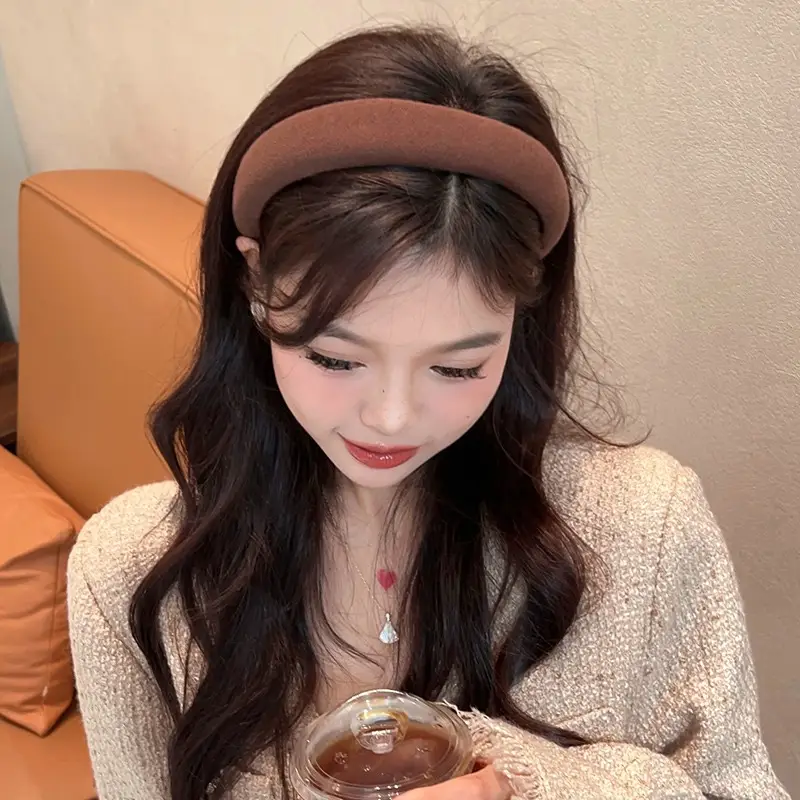 Winter High Cranial Top Sponge Hair Hoop Brown - Image 9