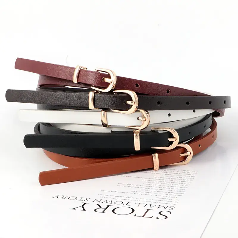 Women's Black Leather Belt with Gold Buckle Retro Style - Image 8