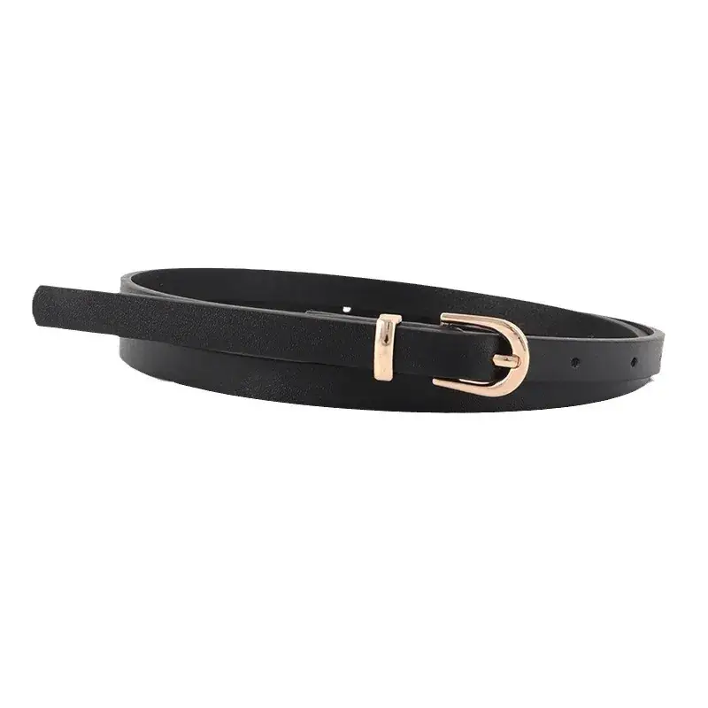 Women's Black Leather Belt with Gold Buckle Retro Style - Image 10