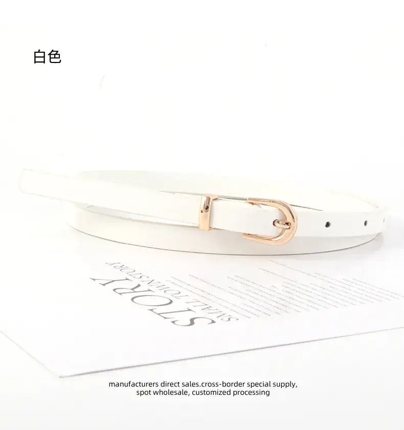 Women's Black Leather Belt with Gold Buckle Retro Style — feature 14