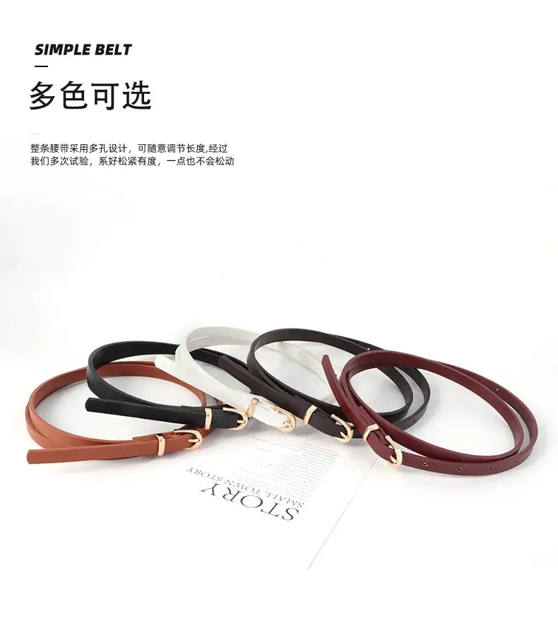Women's Black Leather Belt with Gold Buckle Retro Style — feature 9