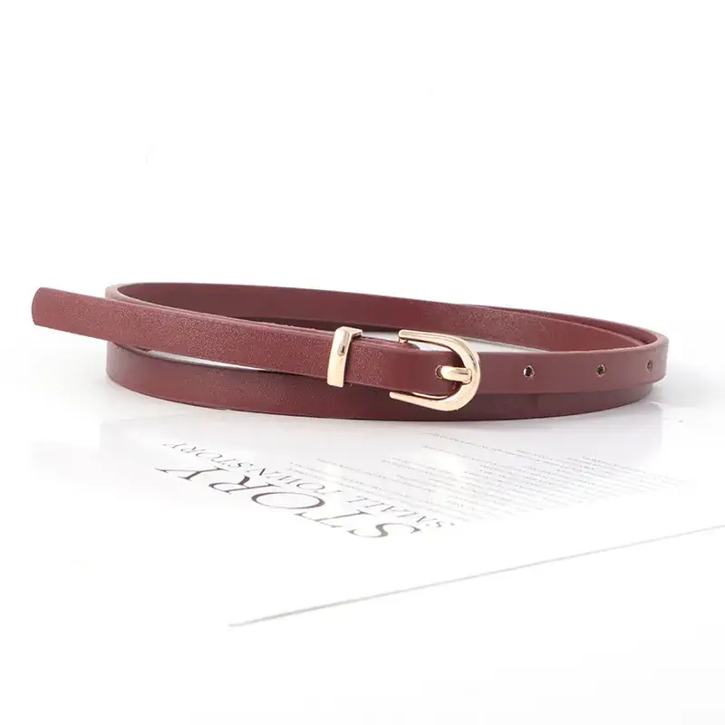 Women's Black Leather Belt with Gold Buckle Retro Style - Image 4