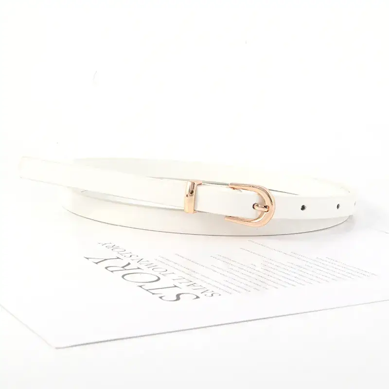 Women's Black Leather Belt with Gold Buckle Retro Style - Image 5