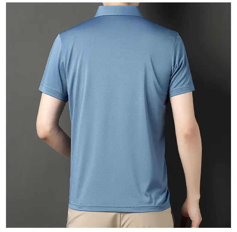 Men Navy Polo T-Shirt Short Sleeve Ice Silk — feature 14
