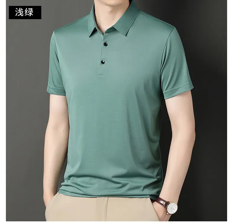 Men Navy Polo T-Shirt Short Sleeve Ice Silk — feature 15