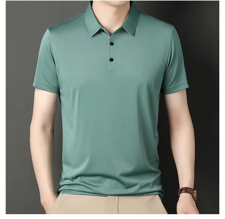 Men Navy Polo T-Shirt Short Sleeve Ice Silk — feature 16
