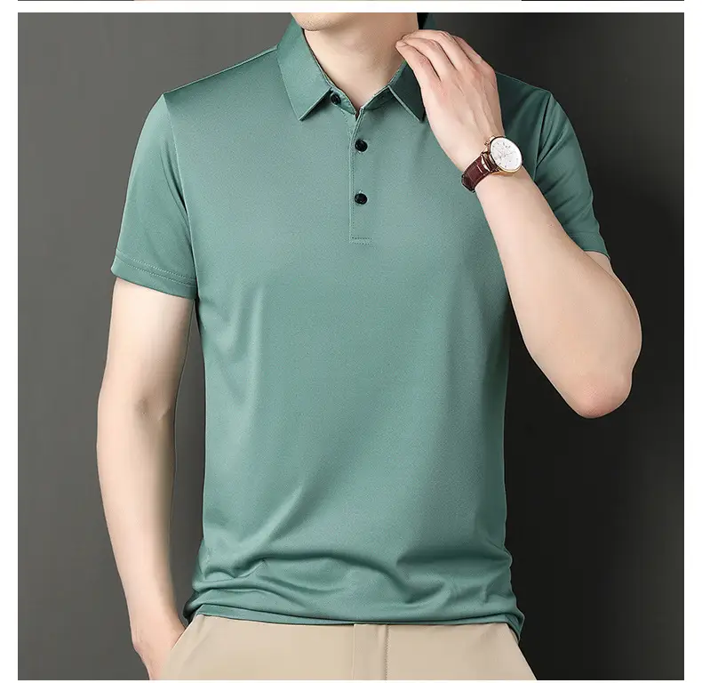 Men Navy Polo T-Shirt Short Sleeve Ice Silk — feature 17