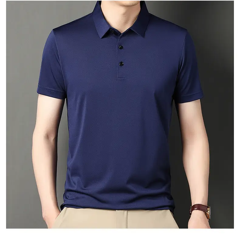 Men Navy Polo T-Shirt Short Sleeve Ice Silk — feature 19