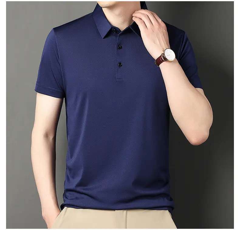 Men Navy Polo T-Shirt Short Sleeve Ice Silk — feature 20