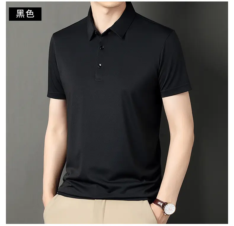 Men Navy Polo T-Shirt Short Sleeve Ice Silk — feature 21