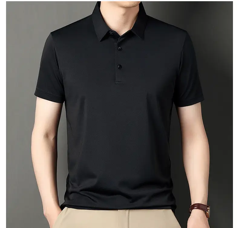 Men Navy Polo T-Shirt Short Sleeve Ice Silk — feature 22