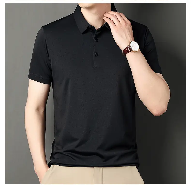 Men Navy Polo T-Shirt Short Sleeve Ice Silk — feature 23