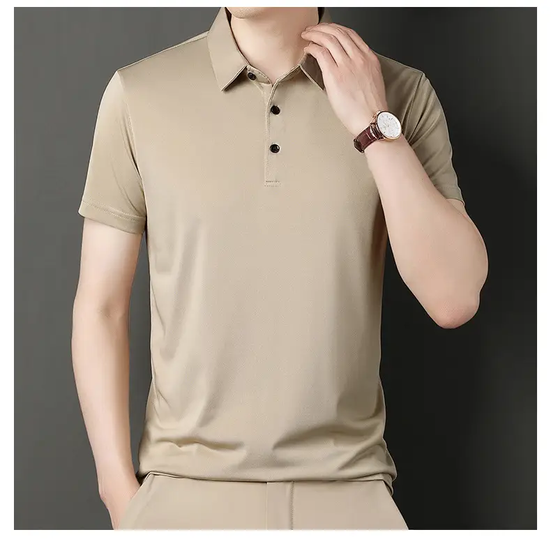 Men Navy Polo T-Shirt Short Sleeve Ice Silk — feature 26