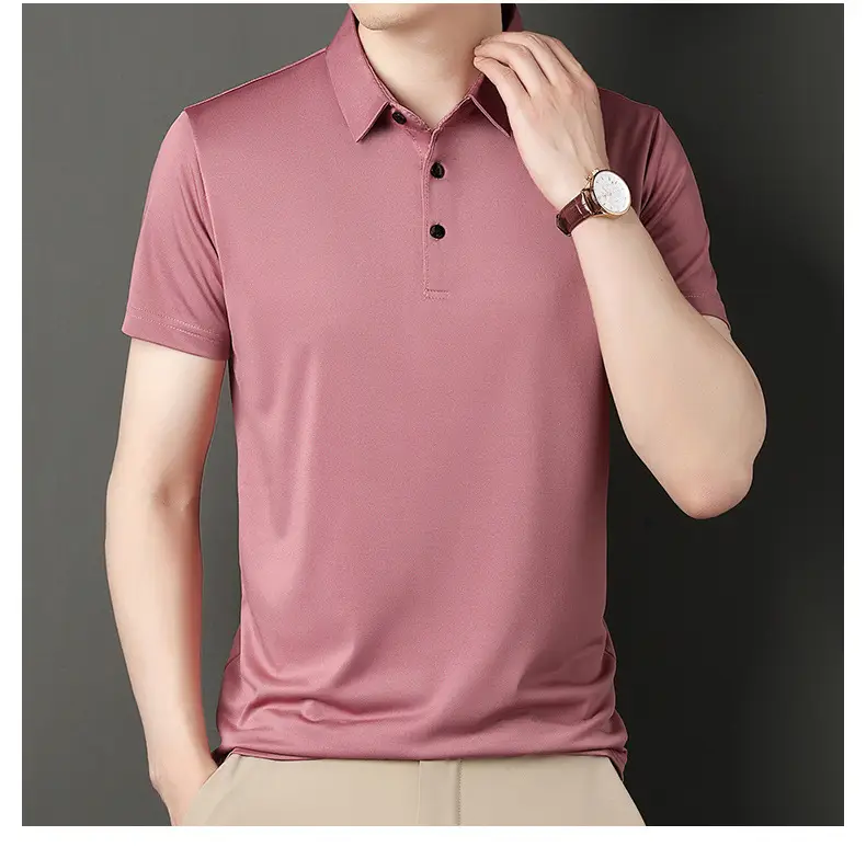 Men Navy Polo T-Shirt Short Sleeve Ice Silk — feature 29