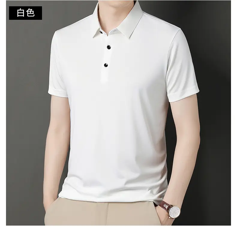 Men Navy Polo T-Shirt Short Sleeve Ice Silk — feature 30