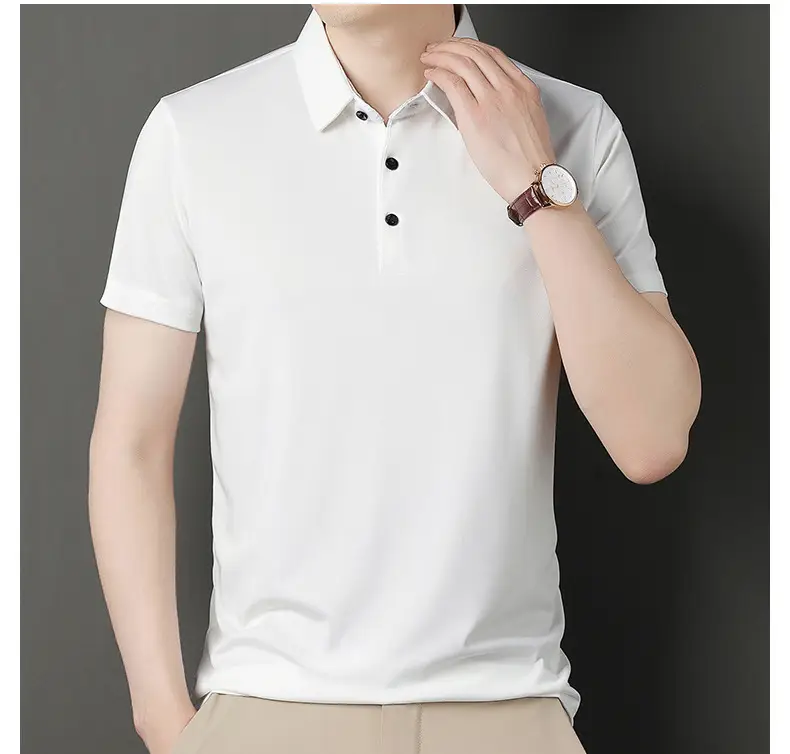 Men Navy Polo T-Shirt Short Sleeve Ice Silk — feature 32