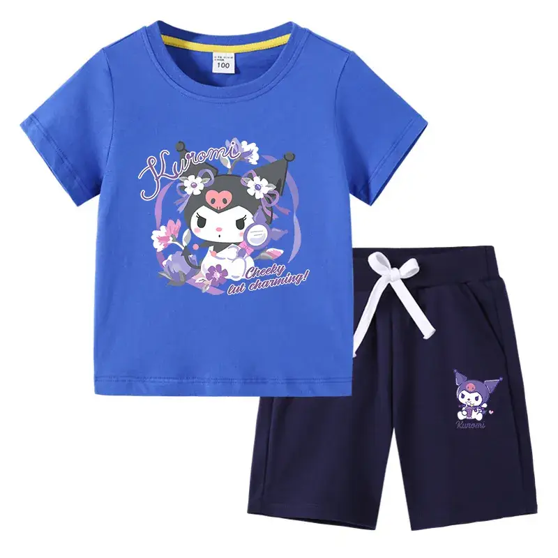 2023 Kids Orange Kurta & Navy Shorts Set - Image 3