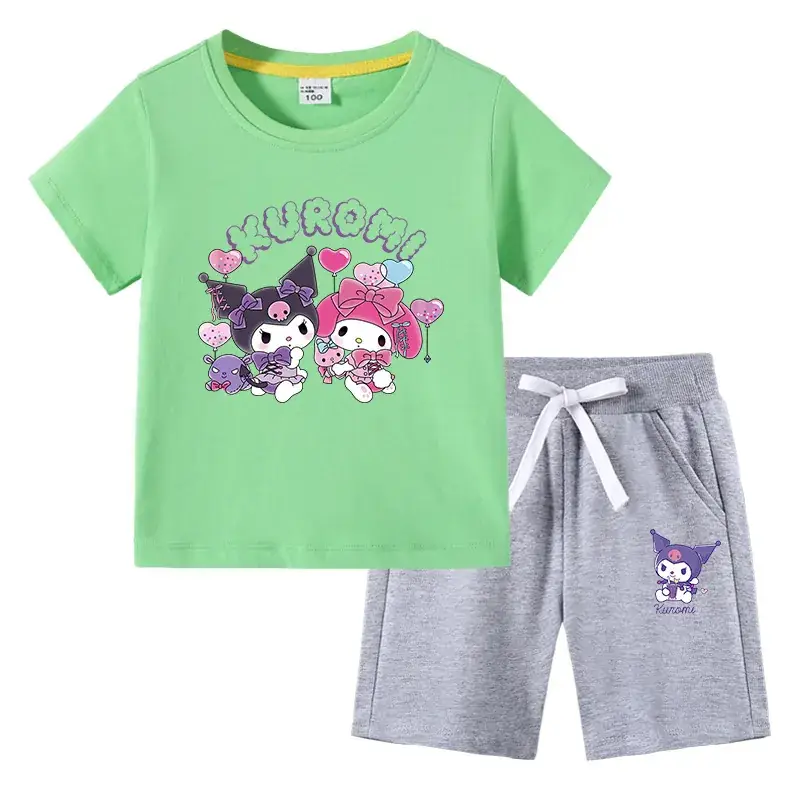 2023 Kids Blue Kurta & Black Shorts Set with Curly Cat Print - Image 18