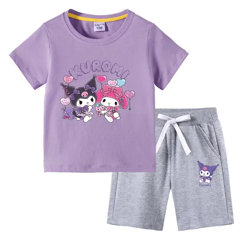 2023 Kids Blue Kurta & Black Shorts Set with Curly Cat Print - Image 21