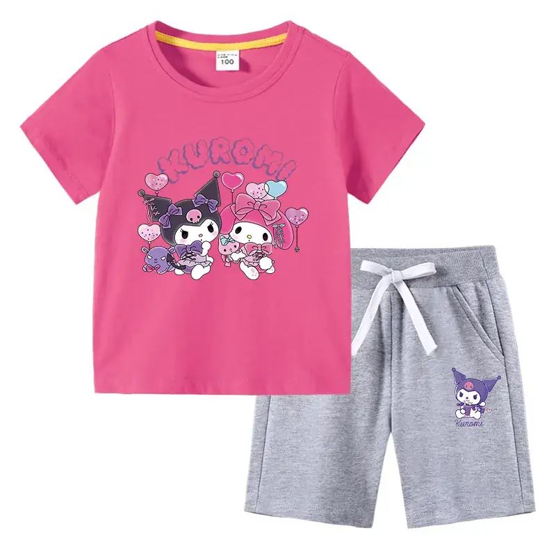 2023 Kids Blue Kurta & Black Shorts Set with Curly Cat Print - Image 23