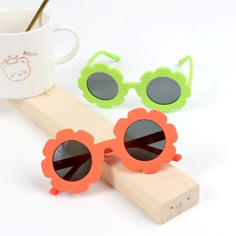 Kids Polarized Sunglasses Blue Flower Silicone Anti-UV