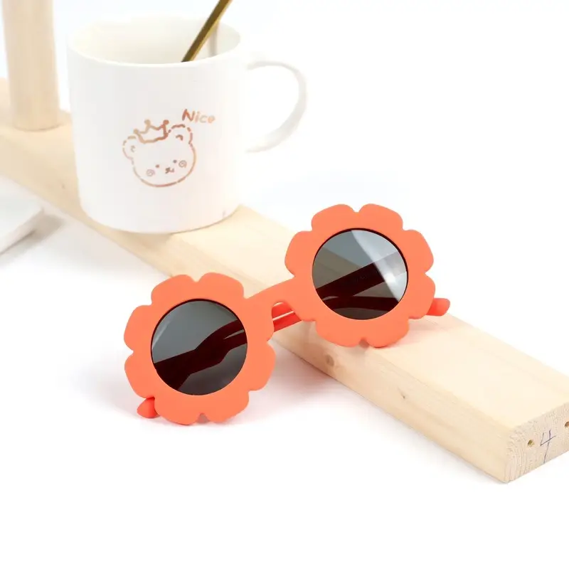 Kids Polarized Sunglasses Blue Flower Silicone Anti-UV