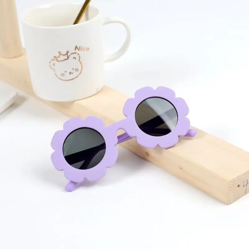 Kids Polarized Sunglasses Blue Flower Silicone Anti-UV