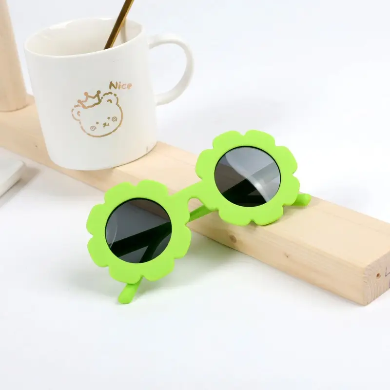 Kids Polarized Sunglasses Blue Flower Silicone Anti-UV