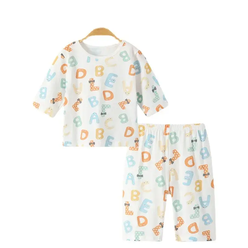 Baby's Mesh Summer Suit White Letter Print - Image 9