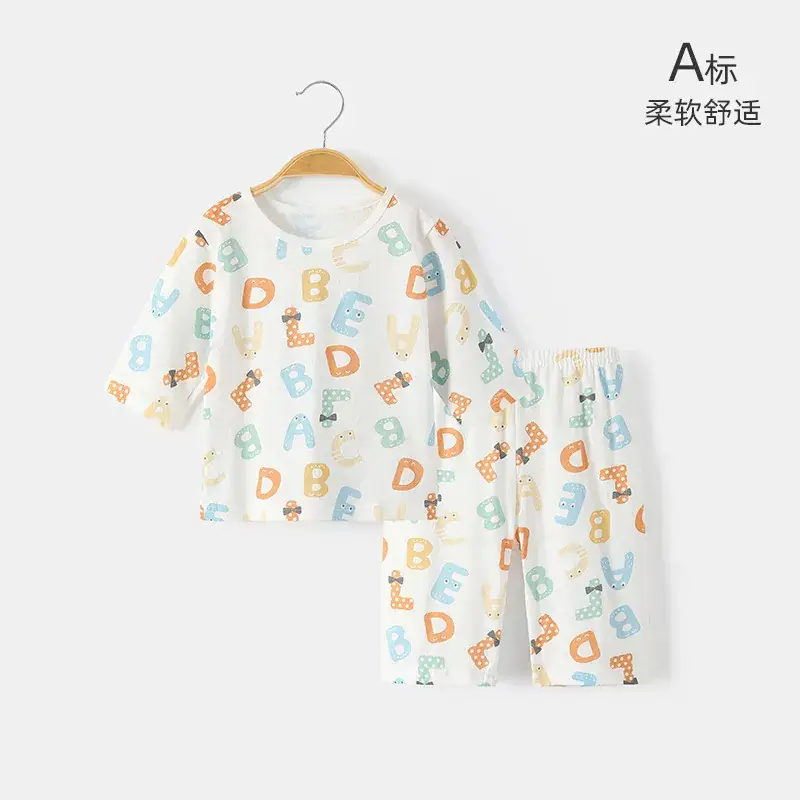 Baby's Mesh Summer Suit White Letter Print - Image 4