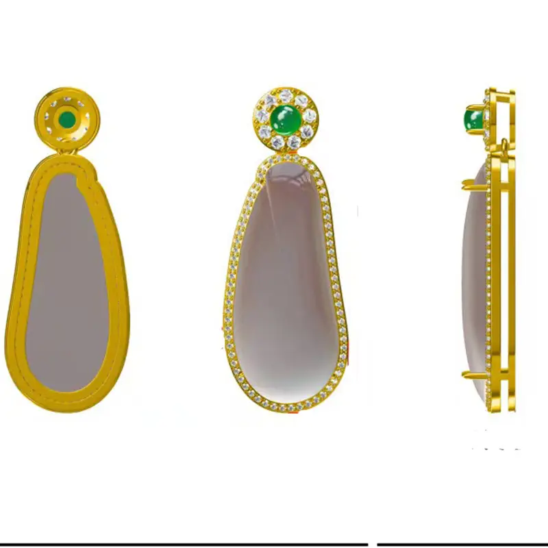 Jade Chalcedony Pendant S925 Sterling Silver Production Design Inlaid 18K Wholesale - Image 5