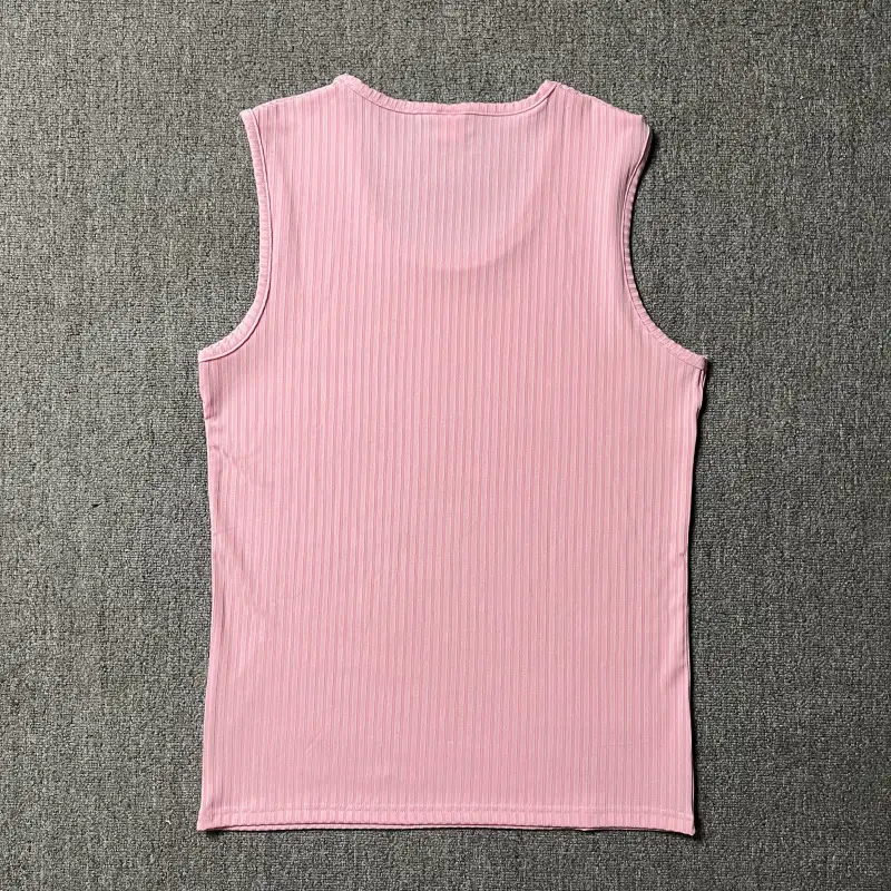 Men's White Vertical Stripe Muscle Vest I-Shape — feature 42