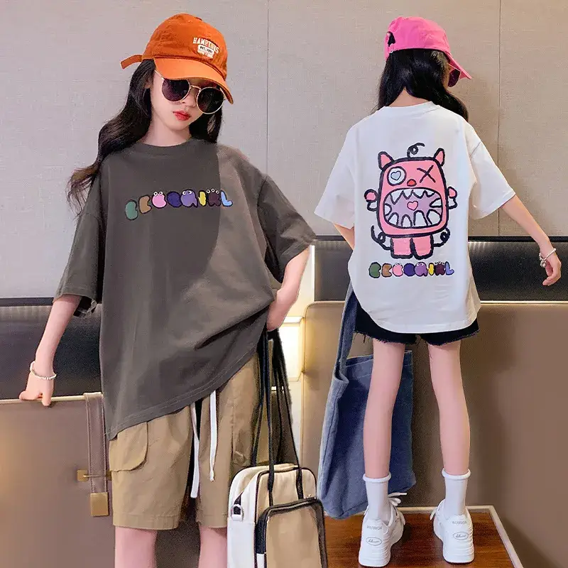 Girls Cotton Short Sleeve T-Shirt Summer Casual Medium Big - Image 3