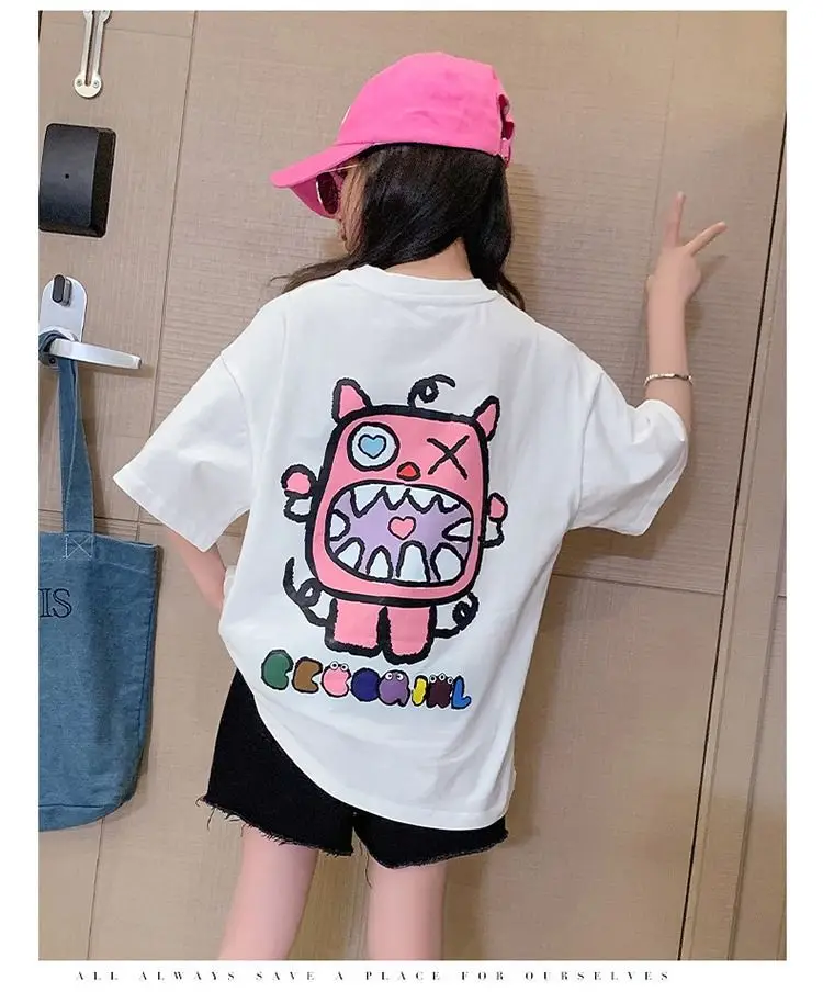 Girls Cotton Short Sleeve T-Shirt Summer Casual Medium Big — feature 10