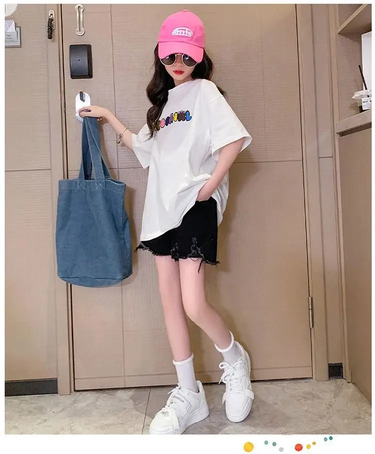 Girls Cotton Short Sleeve T-Shirt Summer Casual Medium Big — feature 11